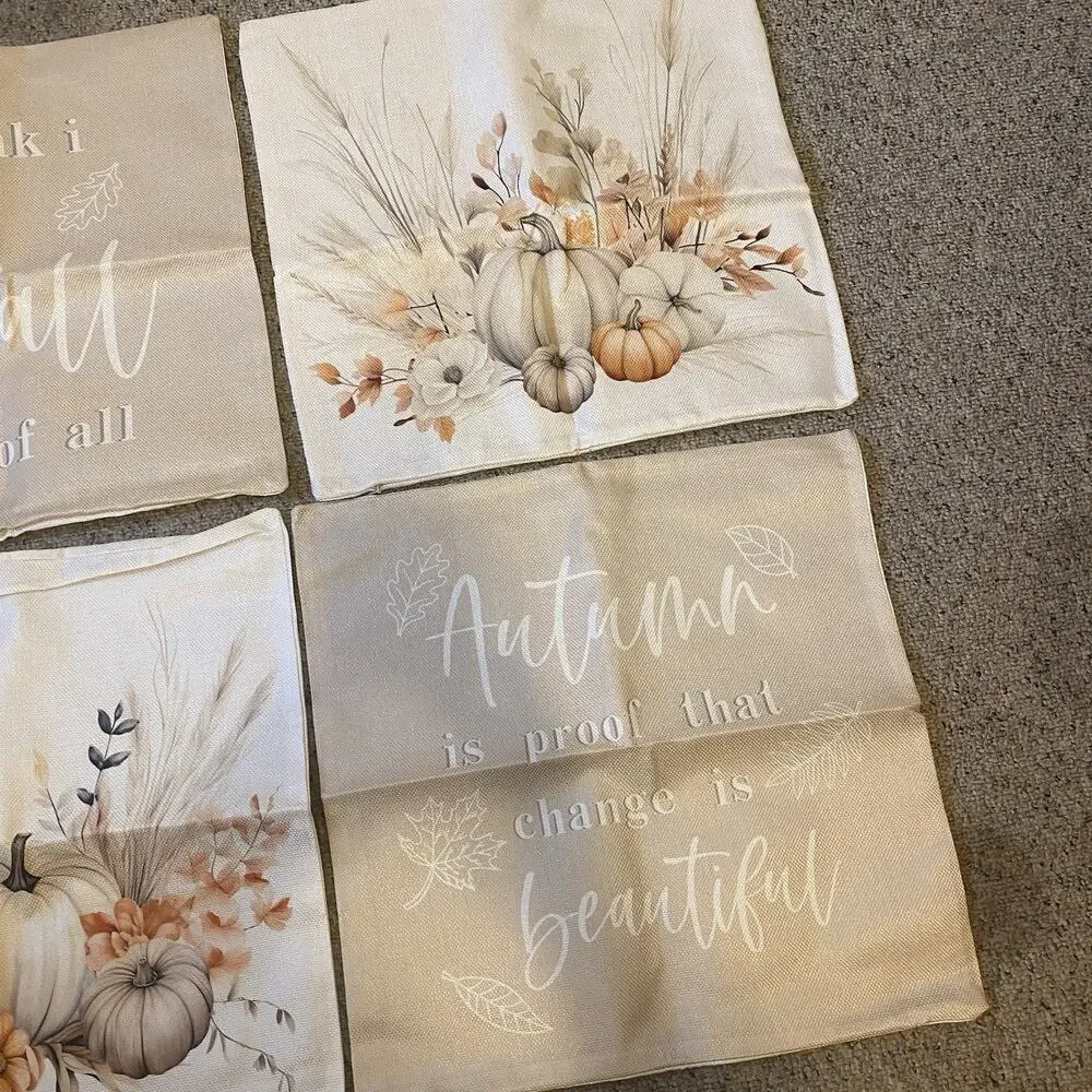 SetOf4 Square pillow cases sofa couch throw cushion cover Romantic Falls Season